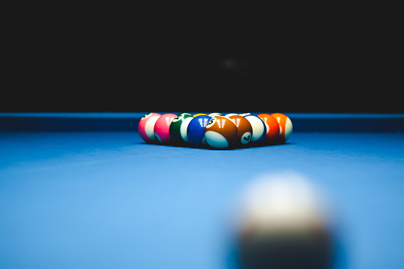 Pool table with pool balls