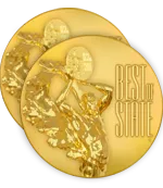Two gold medals with the text 'Best in State'.